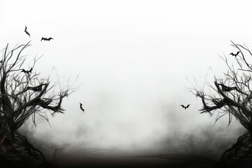 Wall Mural - Halloween spooky night forest. Generate Ai