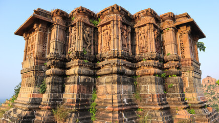 The Beautiful Ancient Carvings on the Temple of Polo Forest, Carvings of Hindu God and Goddess. Ancient Temples of Gujarat, India. 