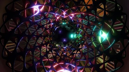 Wall Mural - abstract background 3d animation shiny futuristic composition made of geometric elements transforms 