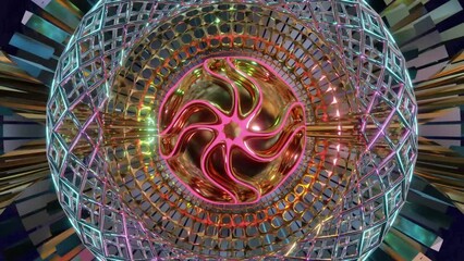 Wall Mural - abstract background 3d animation shiny futuristic composition made of geometric elements transforms 