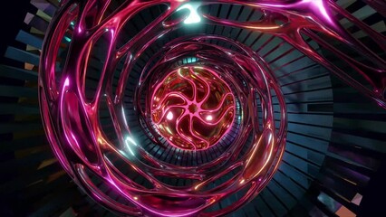 Wall Mural - abstract background 3d animation shiny futuristic composition made of geometric elements transforms 