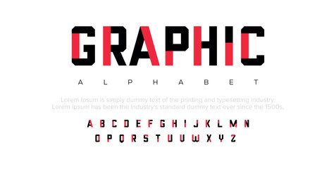 Modern abstract digital alphabet font. Minimal technology typography, Creative sport font and with numbers. vector illustration.