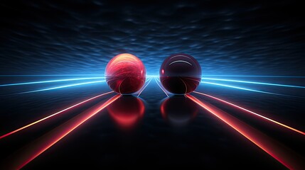 Wall Mural - Twin Glowing Balls in a Tunnel HD Wallpaper. Generative AI