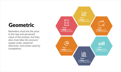 Geometric elements divided into 3, 4, 5, 6, 7 and 8 options. Templates of cycle infographics