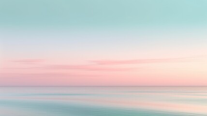 Wall Mural - Clear blue sky sunset with glowing pink and purple horizon on calm ocean seascape background. Picturesque