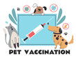 Pet vaccination cat dog animal medical health abstract concept. Vector graphic design illustration