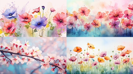 Canvas Print - spring flowers collage