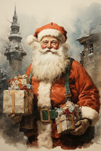 Generative AI - Vintage Christmas Charm: A Santa Claus From The 1940s-1970s