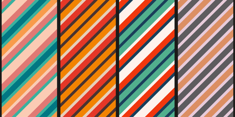 Fototapete - Set of colored diagonal stripes. Set of diagonals. Diagonal stripes from a seamless and endless pattern. 
Set of seamless diagonal stripes.