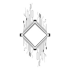 Poster - Abstract Black Simple Line Cpu, Computer, Technology Doodle Outline Element Vector Design Style Sketch Isolated On White Background Illustration