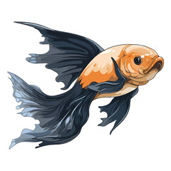 Wall Mural - Coastal Charmer: 2D Illustration Showcasing the Enchanting Fish Flying Fox