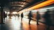 © ColdFire - Metro station with blurred traffic and crowd. Generative AI