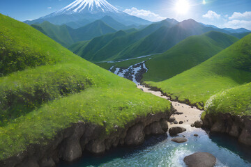 Shiny sunlight in summer. Generative AI.