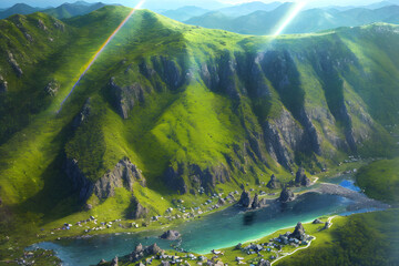 Shiny sunlight in summer. Generative AI.