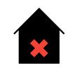 house icon with x or cross, cancel but house icon