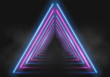 Neon Tunnel. Portal With Light Effects. Retro Abstract Background. Vector Illustration.