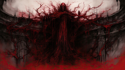 Canvas Print - bloody lich vampire monster grim dark fantasy rpg - by generative ai