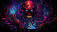 Nightmare Cosmic Alien Monster Tentacle Lovecraft Horror - By Generative Ai