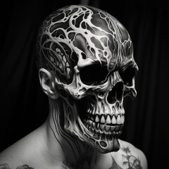 Wall Mural - demonic skull horror halloween evil skeleton necromancer lich - by generative ai