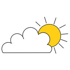 Wall Mural - drawing of clouds and sun isolated on transparent background for usage as an illustration, nature de