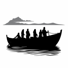 Poster - jesus disciples boat simple illu vector illustration