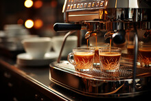 The Art Of Espresso Captivating Close Up Of A Coffee Machine Showcasing The Mastery Of Espresso Making Generative AI