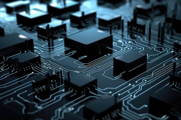 Poster - Fantastic CPU of the future background. Generative AI