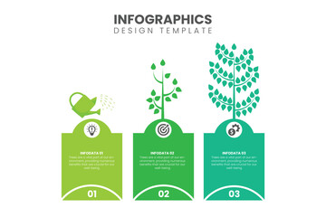 green tree infographic with icon ecology. environment and sustainable development. can be used for process, presentations, layout, banner, Infographic