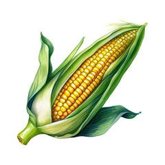 Wall Mural - Watercolor corn. Vegetable clipart illustration. Generative AI