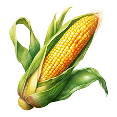 Wall Mural - Watercolor corn. Vegetable clipart illustration. Generative AI