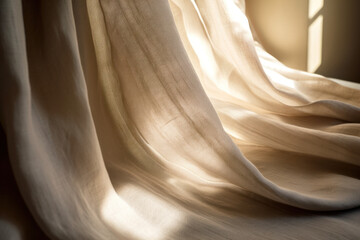 Poster - Folded linen curtains background