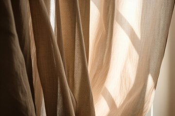 Poster - Folded linen curtains background