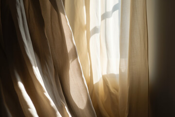 Poster - Folded linen curtains background