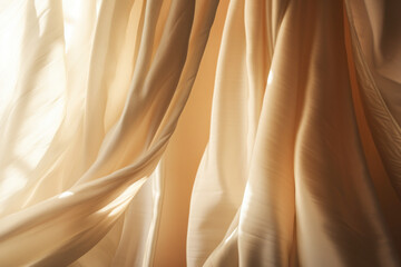 Poster - Folded linen curtains background