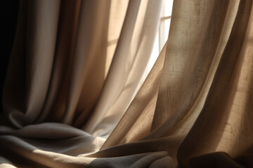 Poster - Folded linen curtains background