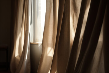 Poster - Folded linen curtains background