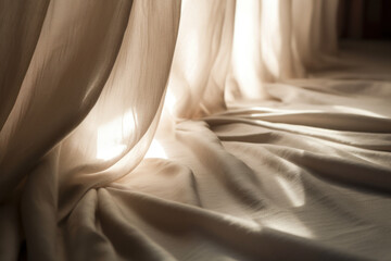 Poster - Folded linen curtains background