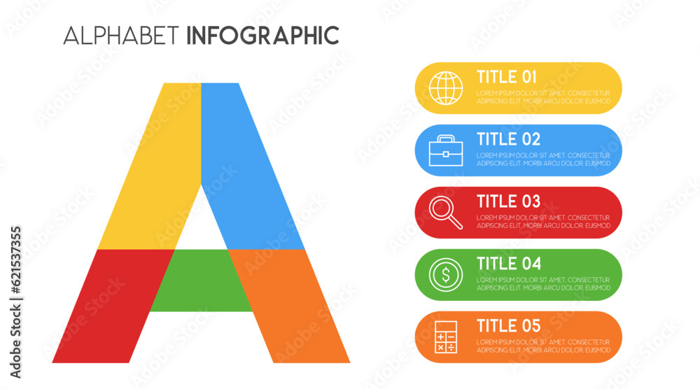 Letter A vector alphabet and other elements for infographics Stock ...