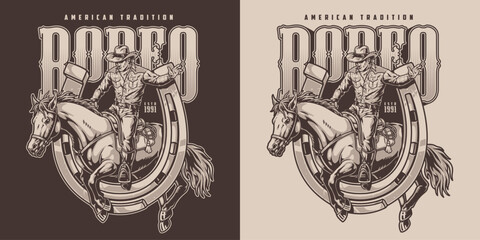 Sticker - American rodeo vintage flyer monochrome