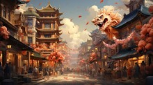 Happy Chinese New Year, The Dragon Chinese Horoscope. Generative AI