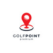 golf course and pin for golf course location logo design