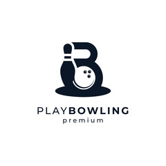 letter B for bowling logo design template