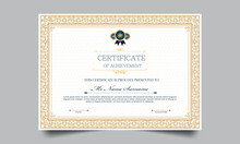 Certificate Template. Modern Value Design And Layout Luxurious. Certificate Of Achievement Abstract Geometric Texture. Diploma Of Modern Design Or Gift Certificate.