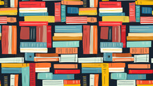 Seamless Pattern Background Illustration Made Of Colorful Books Like A Bookcase