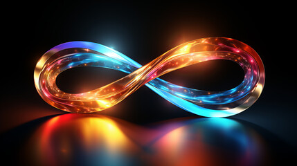 Infinity symbol colorful digital art on black background