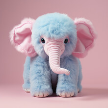 Illustration Of A Toy, Plush, Blue Elephant. .Generative AI. 