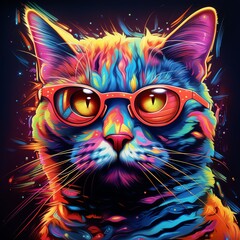  Vibrant Feline A Colorful Portrait of a Cat
