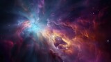Fototapeta Kosmos - Breathtaking image of a nebula in the deep space universe, surrounded by galaxies. Stars in the cosmos and the distant space. AI generative.