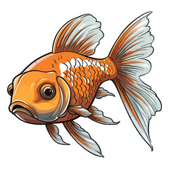 Wall Mural - Aquatic Delight: Captivating 2D Illustration of a Fish Goldfish