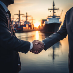 Handshake of business partners ship sea deal , businessman 